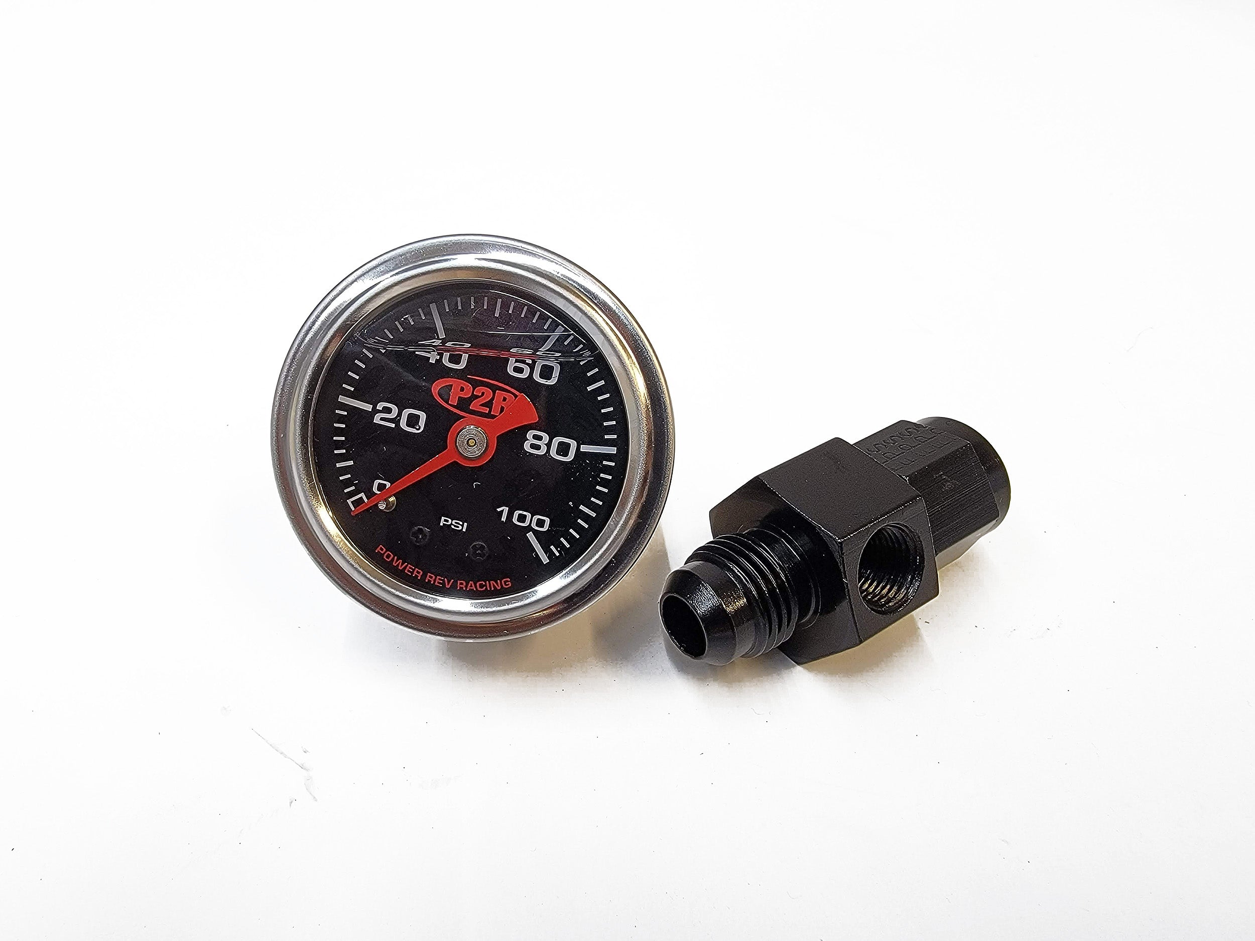 Liquid Filled Fuel Psi Gauge with 6an Port Adapter