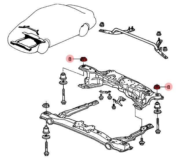Polyurethane Front Subframe Upper Rear Mounting Insulator Bushing Kit
