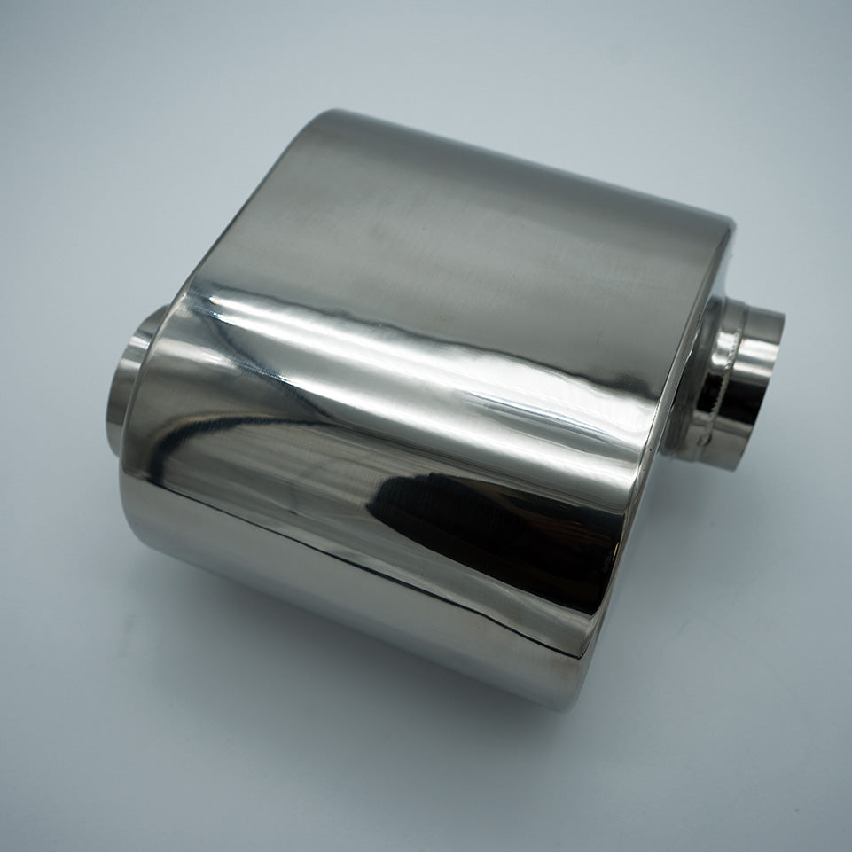 316 Stainless Universal Mini Oval Muffler, 2.5" inlet x 2.5" outlet