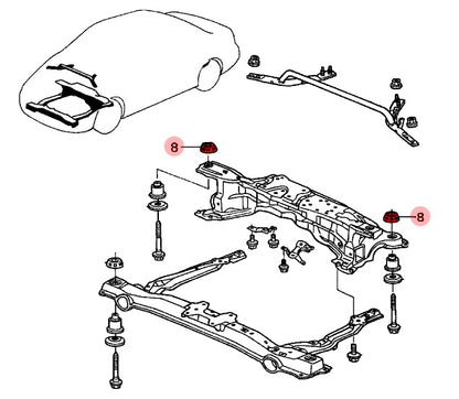 Polyurethane Front Subframe Upper Rear Mounting Insulator Bushing Kit